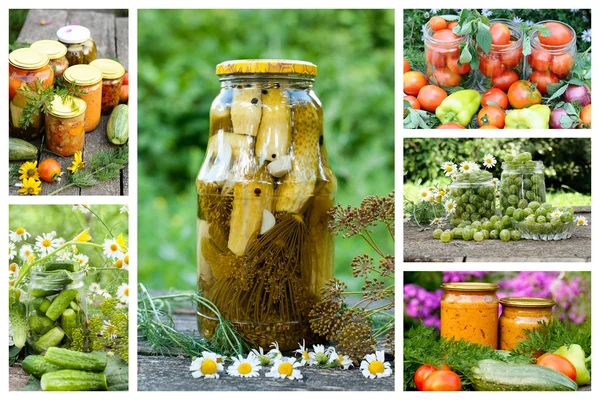 Home canning, collage — Stock Photo, Image
