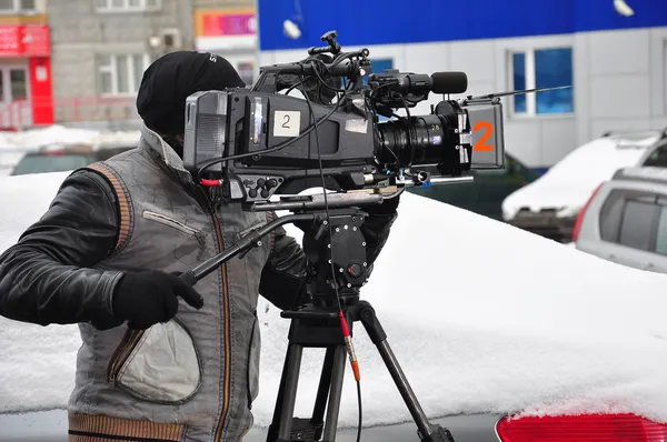 profesyonel kameramanların iş başında