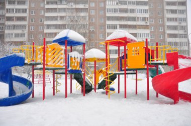 Bahçesi yapısı sırasında kar yağışı, moscow, Rusya Federasyonu