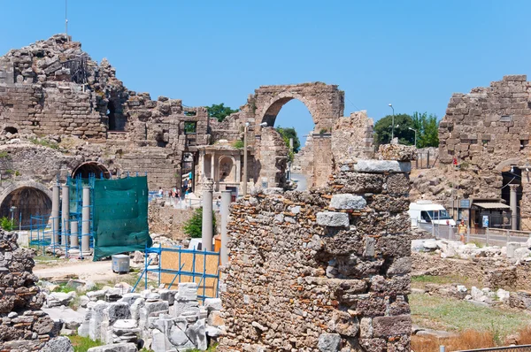 De ruïnes van het oude stadje side, Turkije — Stockfoto