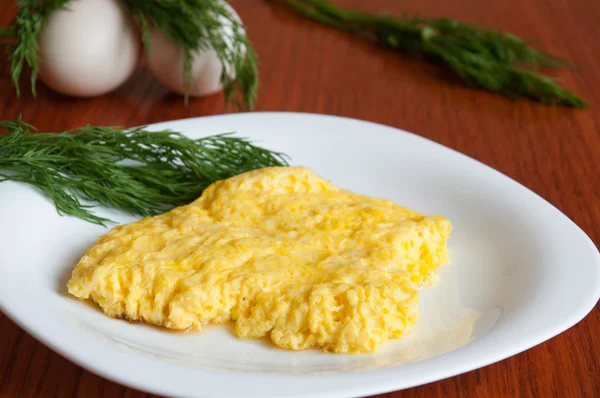 Homemade omelet with dill — Stok fotoğraf