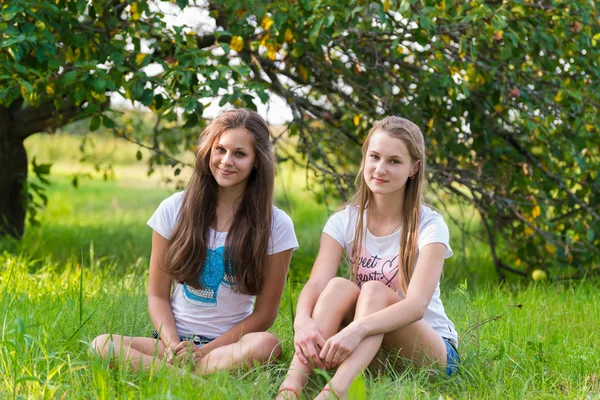 Duas meninas adolescentes no parque — Fotografia de Stock