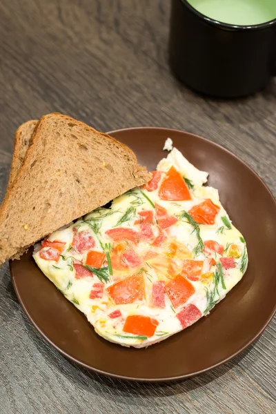 Śniadanie - jajecznica i kawy — Zdjęcie stockowe