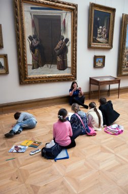 tretyakov Galerisi Moskova'daki zemine oturan çocuk boyama