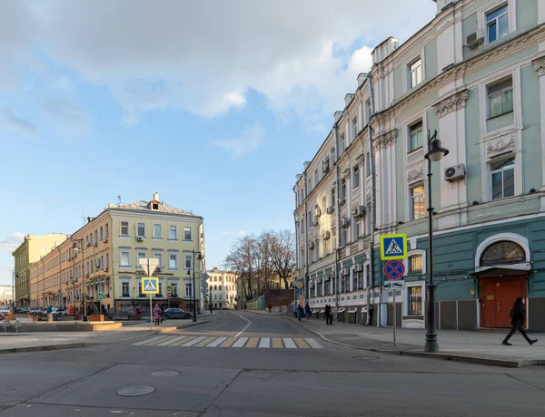 Moscou Rússia Fevereiro 2020 Bolshoy Kozlovsky Pista Centro Histórico Capital — Fotografia de Stock