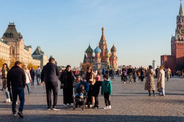 Moskova, Rusya - 15 Ekim. 2021 yılı. St. Kızıl Meydan 'daki Basil Katedrali