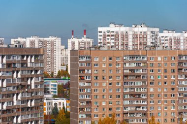 Moskova, Rusya - 5 Ekim. 2021 Zelenograd şehri manzarası - konut binaları