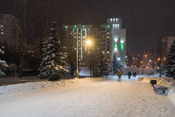 Paysage hivernal à Zelenograd avec sapins enneigés. Moscou, Russie — Photo