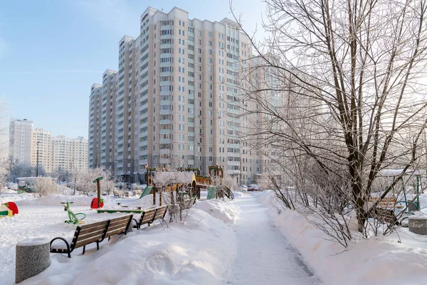 Paisagem Urbana Inverno Microdistrito Zelenograd Moscou Rússia — Fotografia de Stock