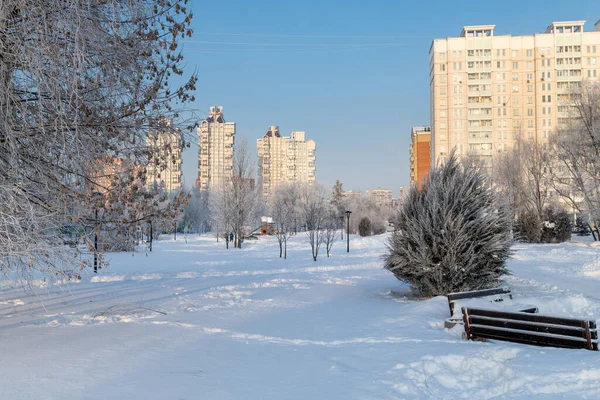 Paysage Urbain Hivernal Moscou Russie — Photo