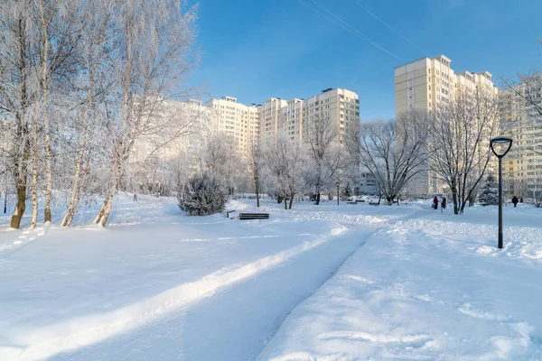 Χειμερινό Αστικό Τοπίο Στη Μόσχα Ρωσία — Φωτογραφία Αρχείου
