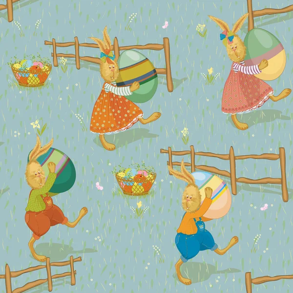 Fond de Pâques avec des lapins — Image vectorielle