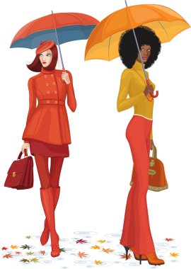 yağmur altında iki kadın
