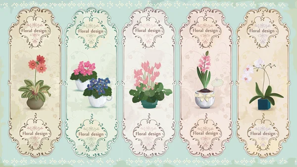 Vintage floral etiketten — Stockvector
