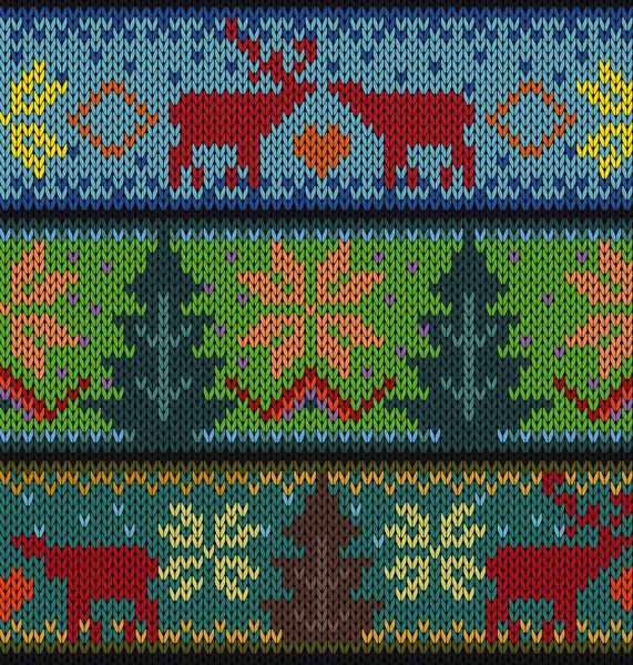 Gestrickter Hintergrund mit Weihnachtsschmuck — Stockvektor