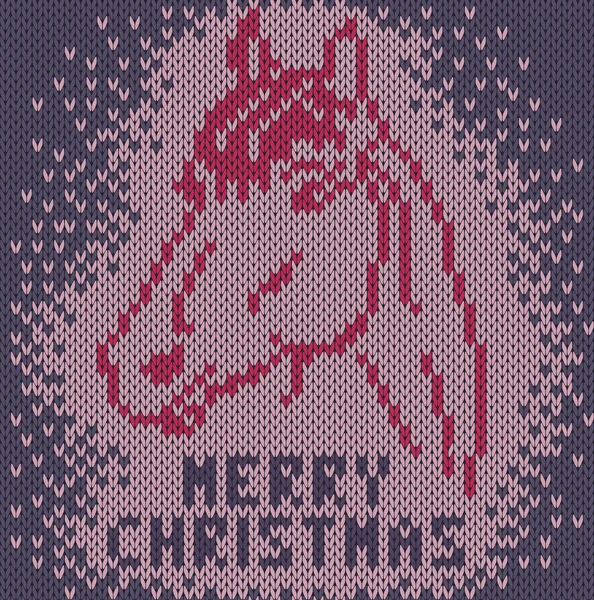 El fondo tejido con la imagen por el caballo. Feliz Navidad. — Archivo Imágenes Vectoriales