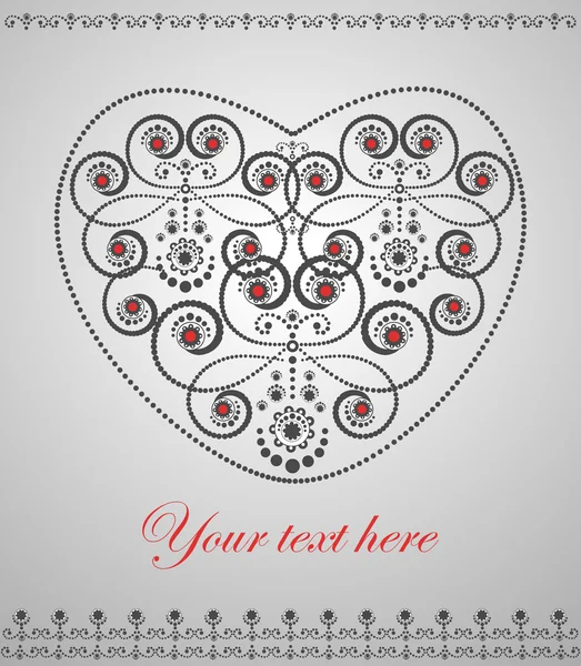 Cartão elegante com coração decorativo ornamental — Vetor de Stock
