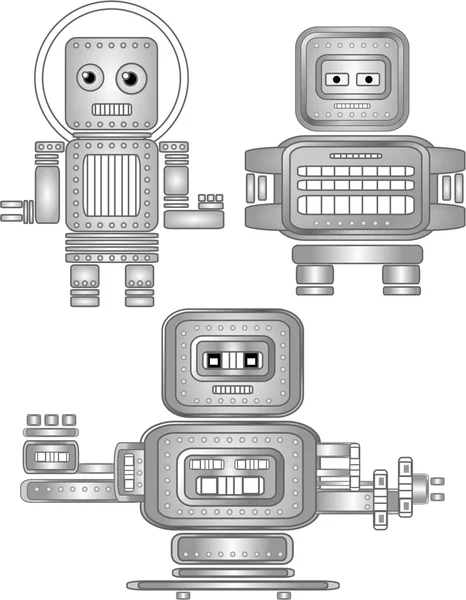 Trevlig vektor retro robotar — Stock vektor