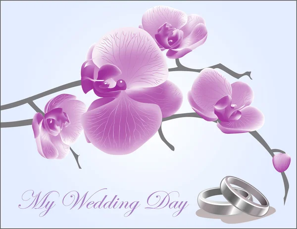 Елегантне весільне запрошення з гілкою орхідей — стоковий вектор