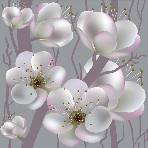 Flor de albaricoque patrón sin costura — Vector de stock