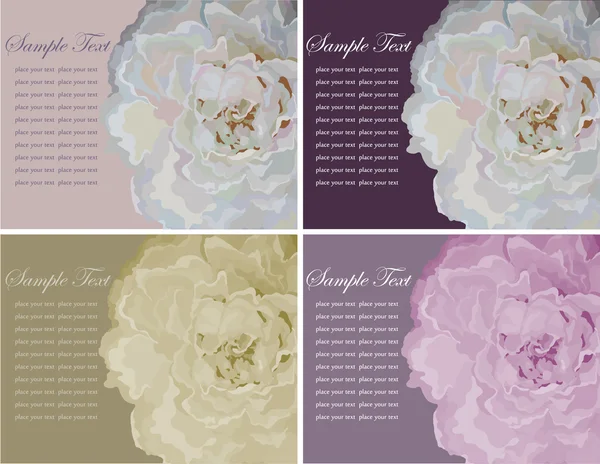 Ensemble de quatre cartes de vœux avec fleur — Image vectorielle