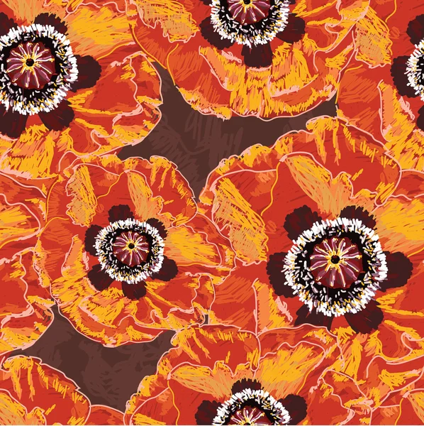 Motif de fleurs de pavot sans couture — Image vectorielle