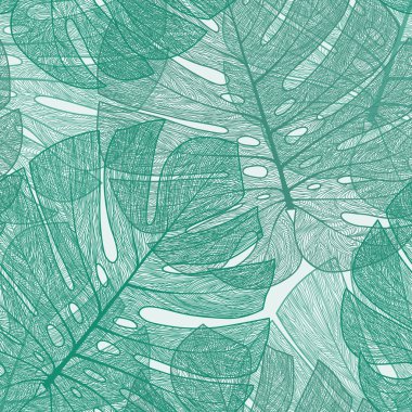 Seamless palm tree leaves pattern clipart