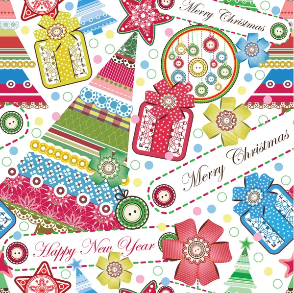 Christmas and New Year seamless pattern — Stock Vector