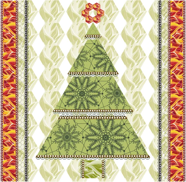 様式化されたレース クリスマス tree.vector — ストックベクタ