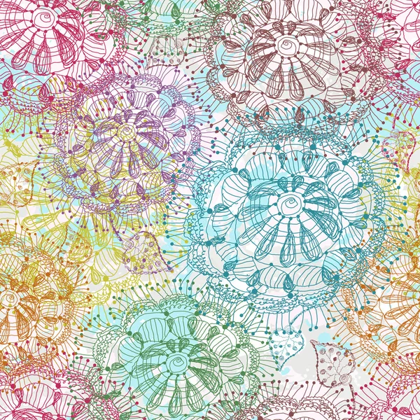 Sans couture de fleurs de couleur dessinées à la main abstraites — Image vectorielle