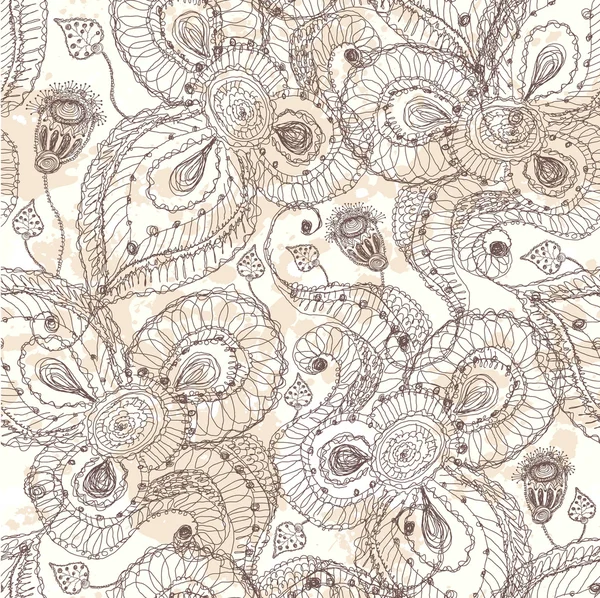 Vintage motif floral sans couture dessiné à la main — Image vectorielle