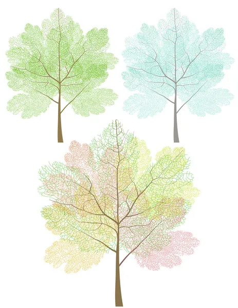 Ensemble d'arbres stylisés — Image vectorielle