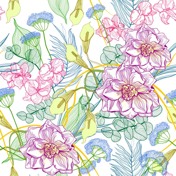 Élégance abstraite fleur motif sans couture — Image vectorielle