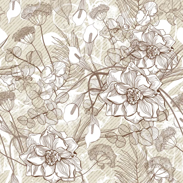 Motif floral sans couture rétro — Image vectorielle