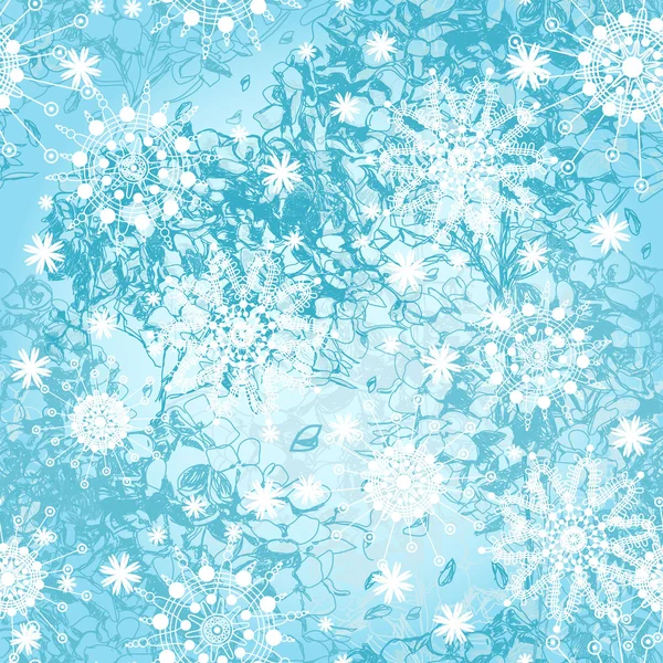 Modèle sans couture avec flocons de neige d'hiver — Image vectorielle