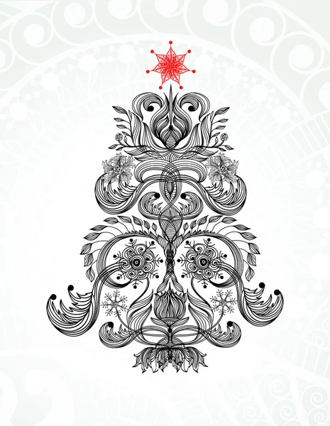 Arbre de Noël. Carte de vœux de vacances vectorielle . — Image vectorielle