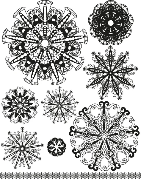 Set de elementos decorativos de diseño, copos de nieve.Arte vectorial — Vector de stock