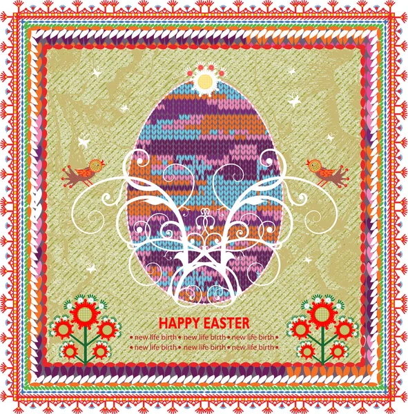 Retro Easter background In Folk Style — Stock Vector