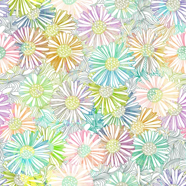 デイジーの花のシームレスなパターン。eps 10 — ストックベクタ