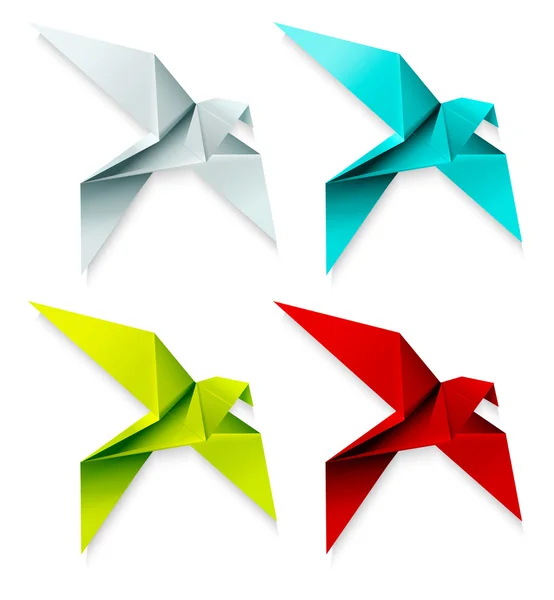 Set von bunten Origami-Vogel. Folge 10 — Stockvektor