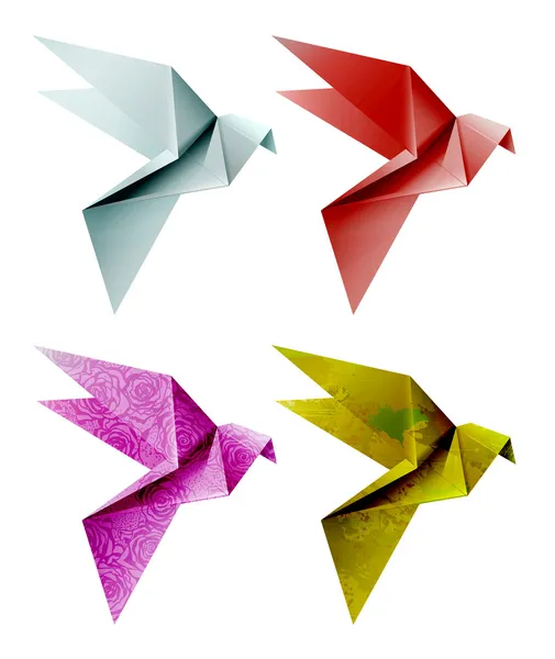 Set von bunten Origami-Vogel. Folge 10 — Stockvektor