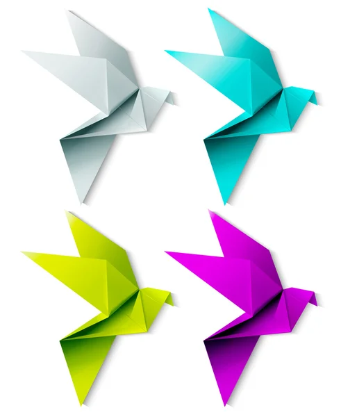 カラフルな折り紙の鳥のセットです。eps 10 — ストックベクタ
