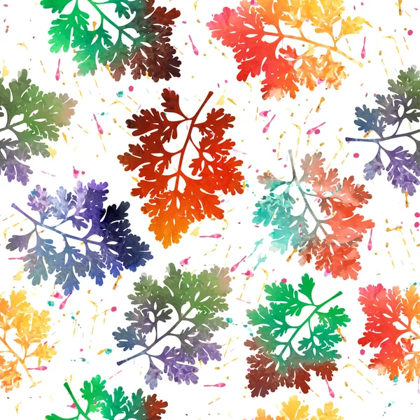 Бесшовный рисунок с цветными листьями. Вектор . — стоковый вектор
