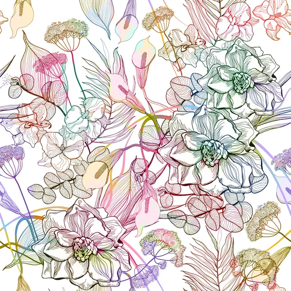 Abstracte bloemen naadloze patroon. vector, eps10 — Stockvector