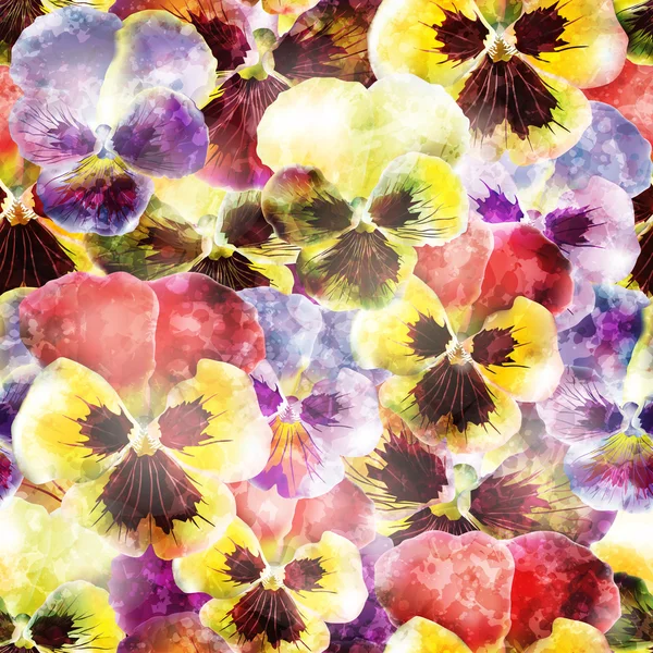 Seamless pattern pansy flowers. Vector, EPS10 — Stock Vector