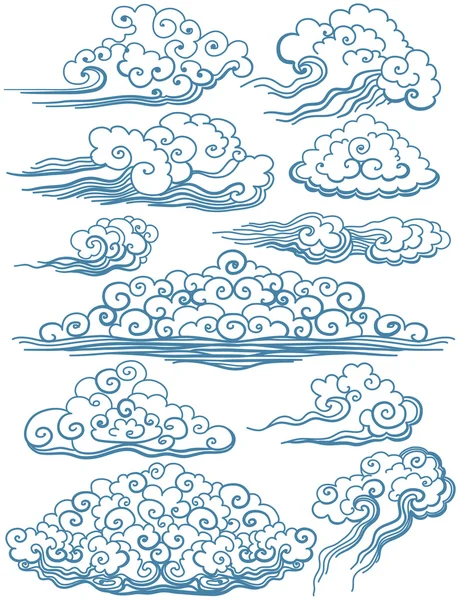 Conjunto vectorial de nubes aisladas . — Vector de stock