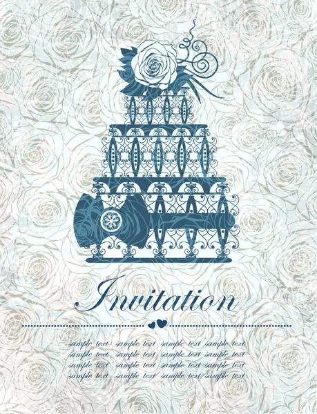 Elegant invitation with cake. Vector, EPS 10 — Stock Vector