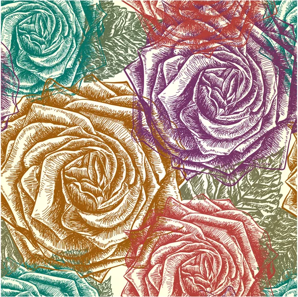 Seamless Roses Pattern. Vector, EPS 10 — Stock Vector