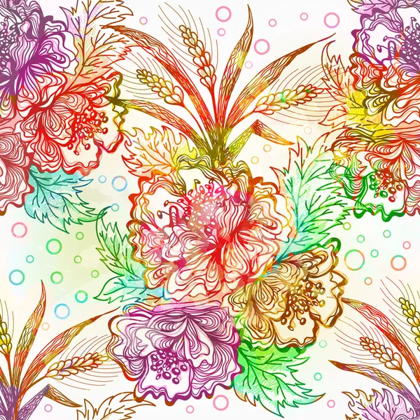 Padrão sem costura com flores. Vector, EPS10 — Vetor de Stock