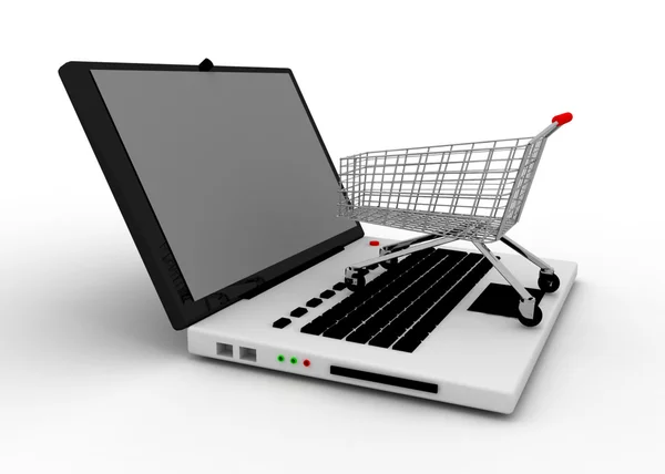 Cart with notebook concept — Stock Photo, Image